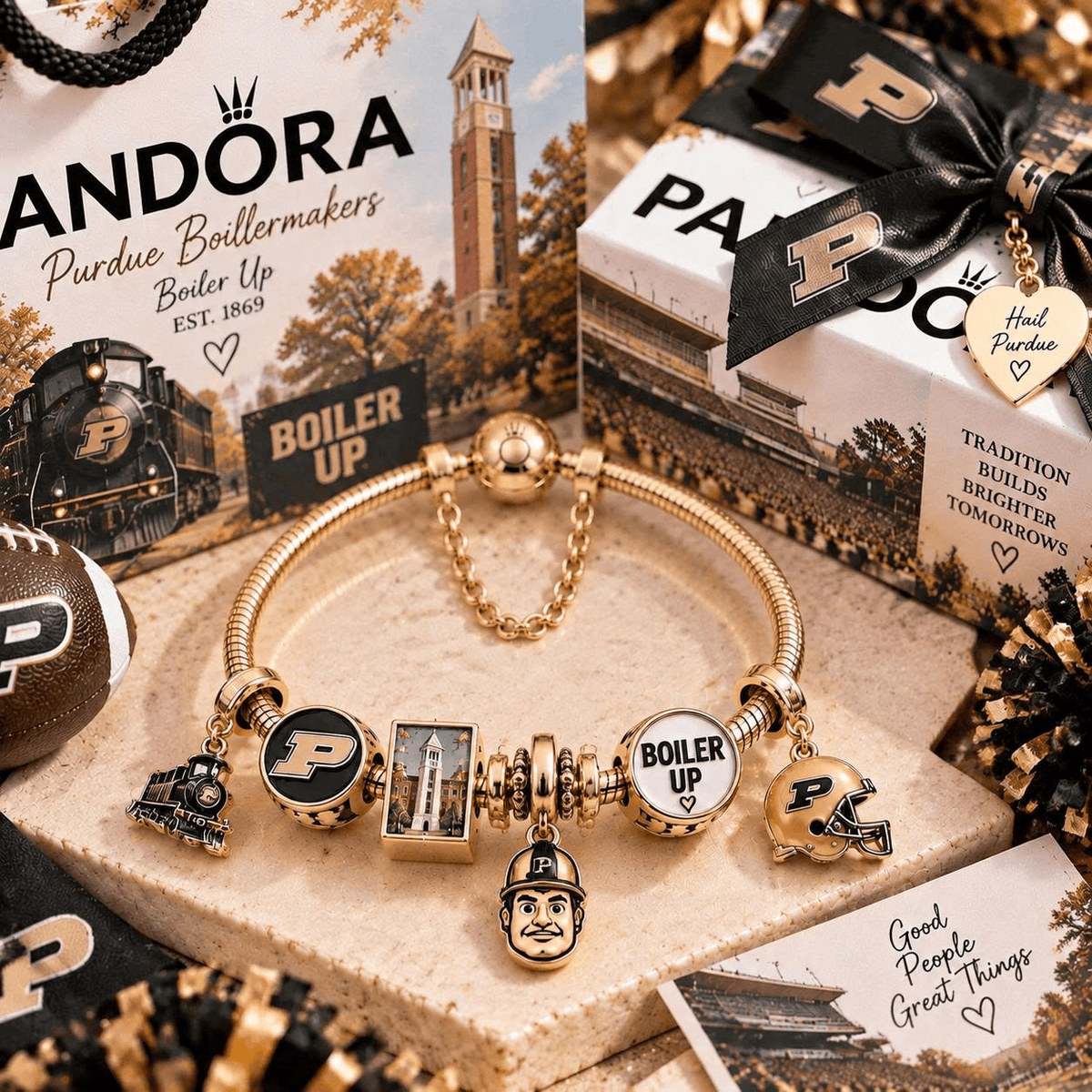 PDB Gold Charm Bracelet Set TTN