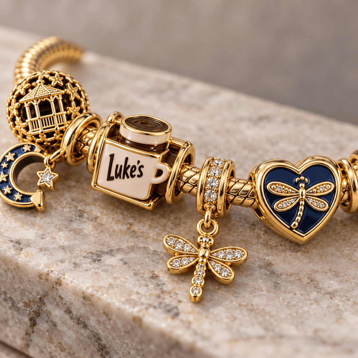 GMG Gold Charm Bracelet Set PTKL