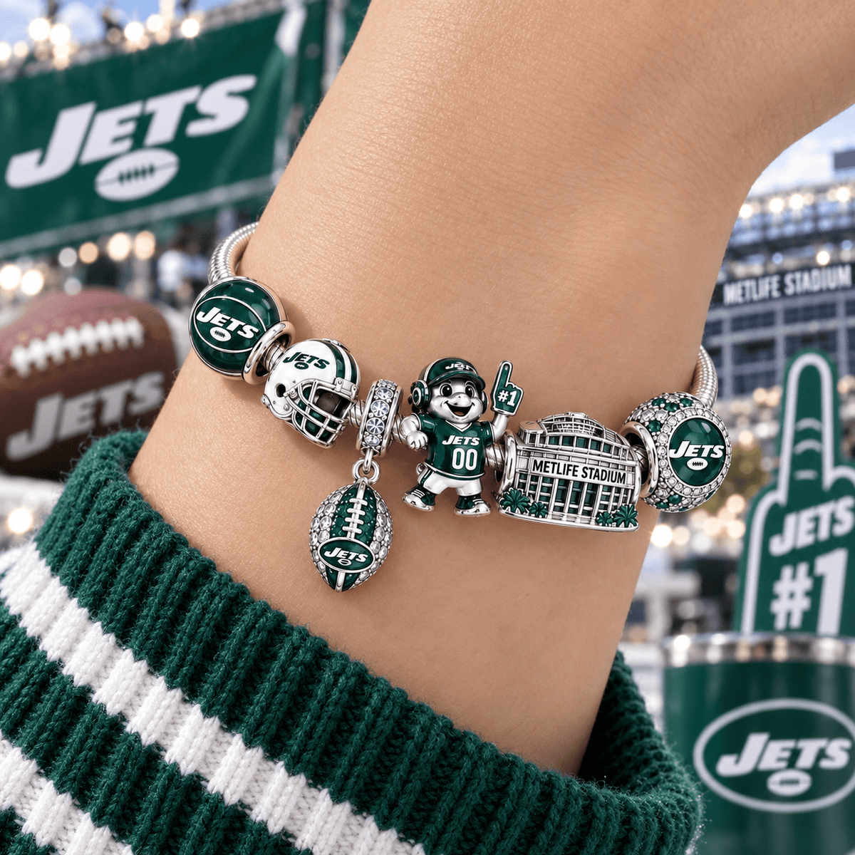 NYJ Silver Charm Bracelet Set VTH