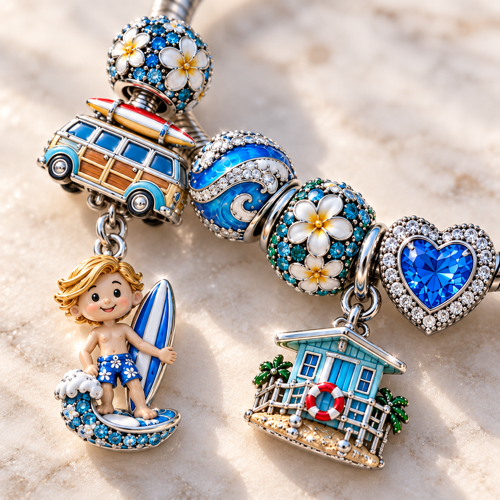 TBT Silver Charm Bracelet Set NTTB
