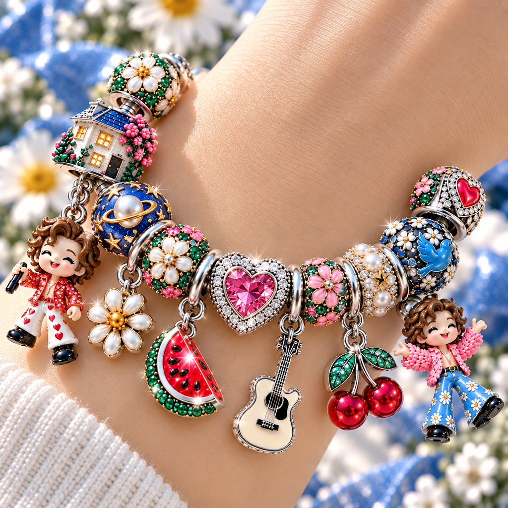 HLS Silver Charm Bracelet Set NTTB