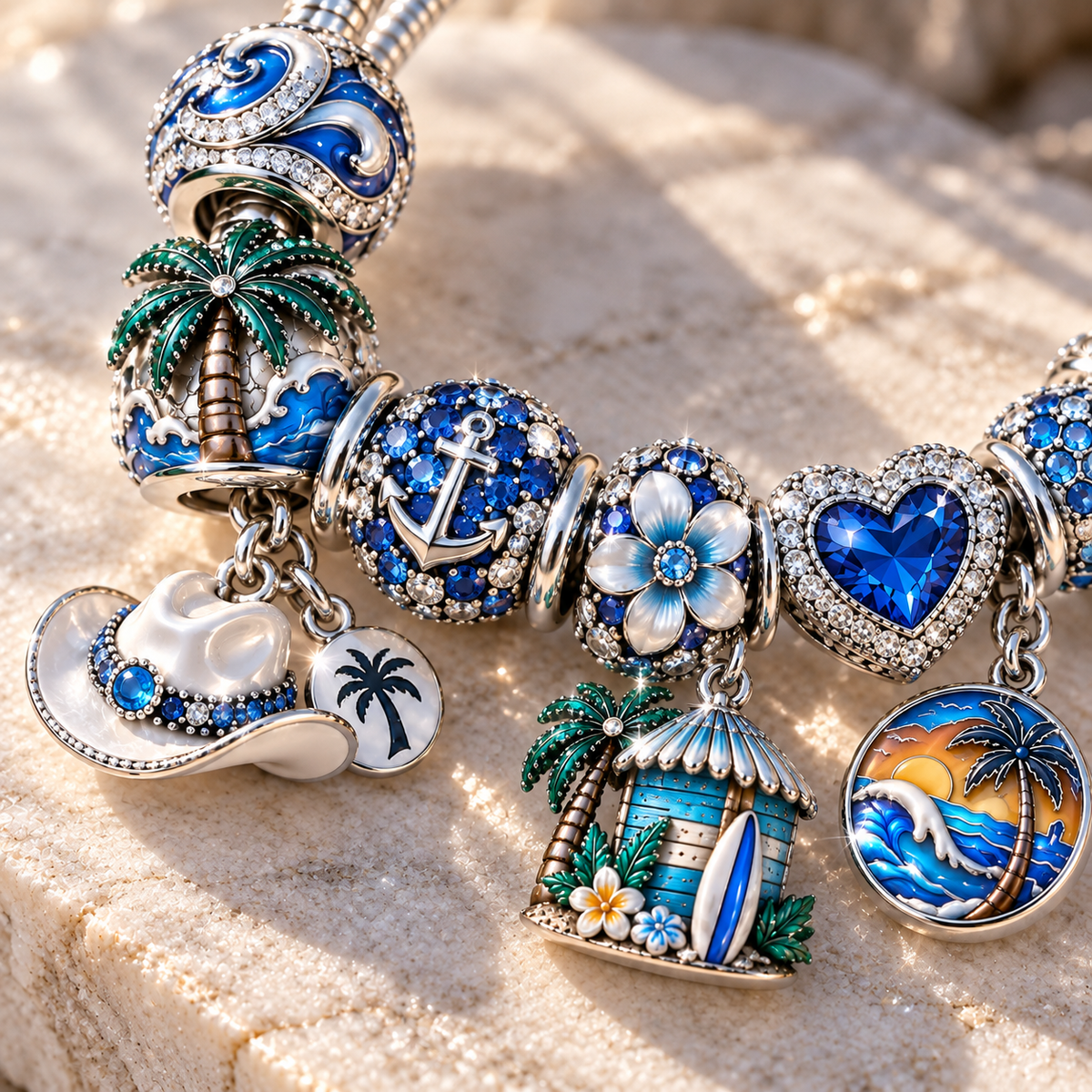 KNCN Silver Charm Bracelet Set NTTB
