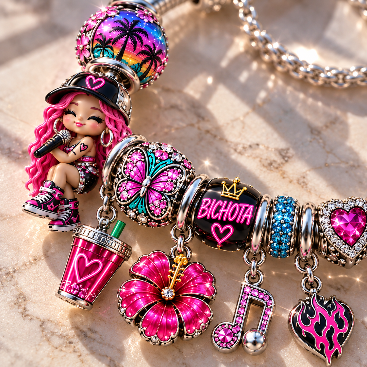 KRG Silver Charm Bracelet Set NTTB