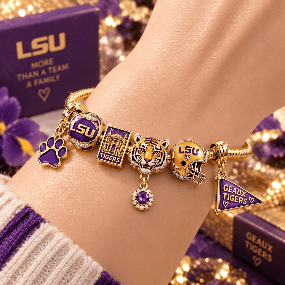 LSUT Gold Charm Bracelet Set TTN