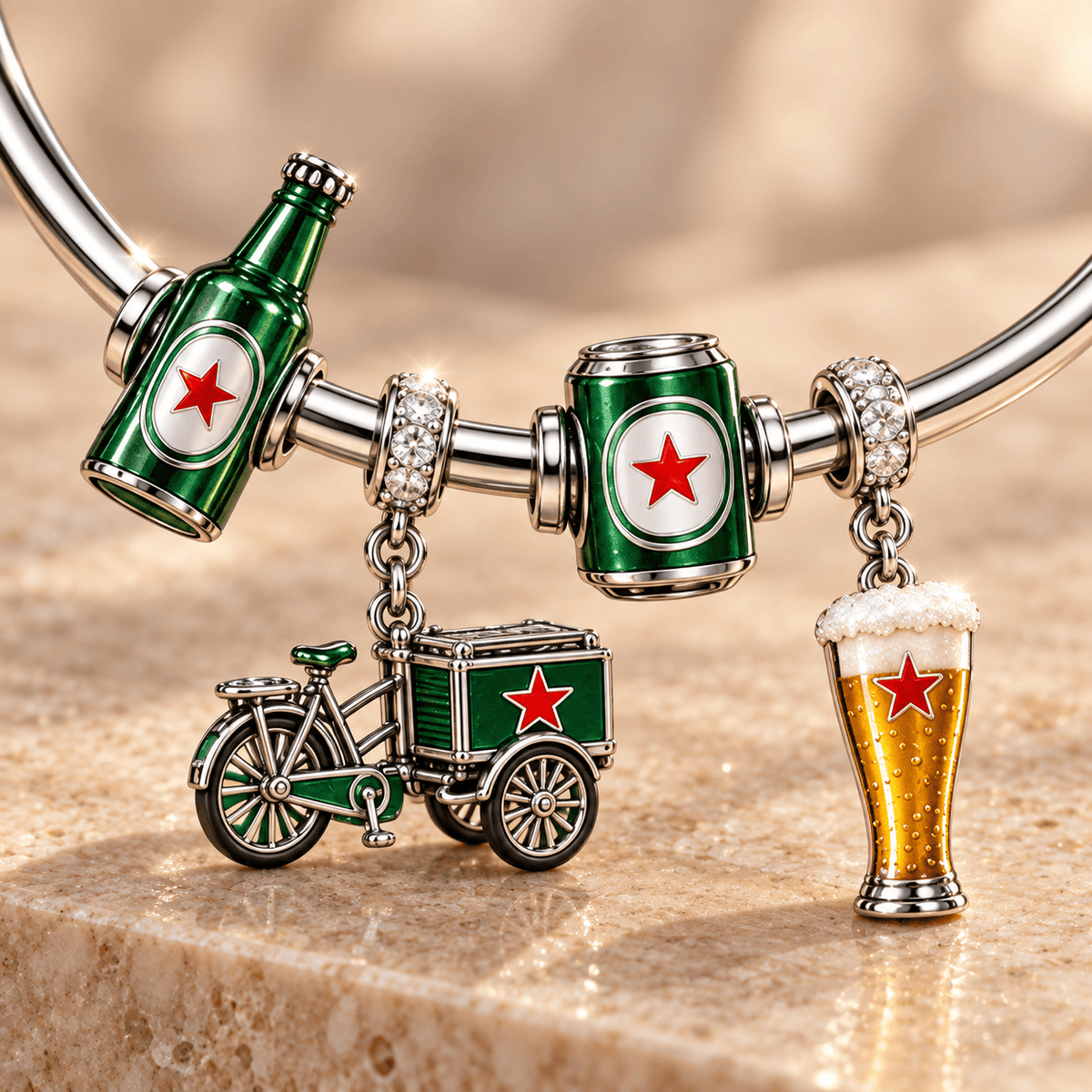 HNK Silver Charm Bracelet Set TMH