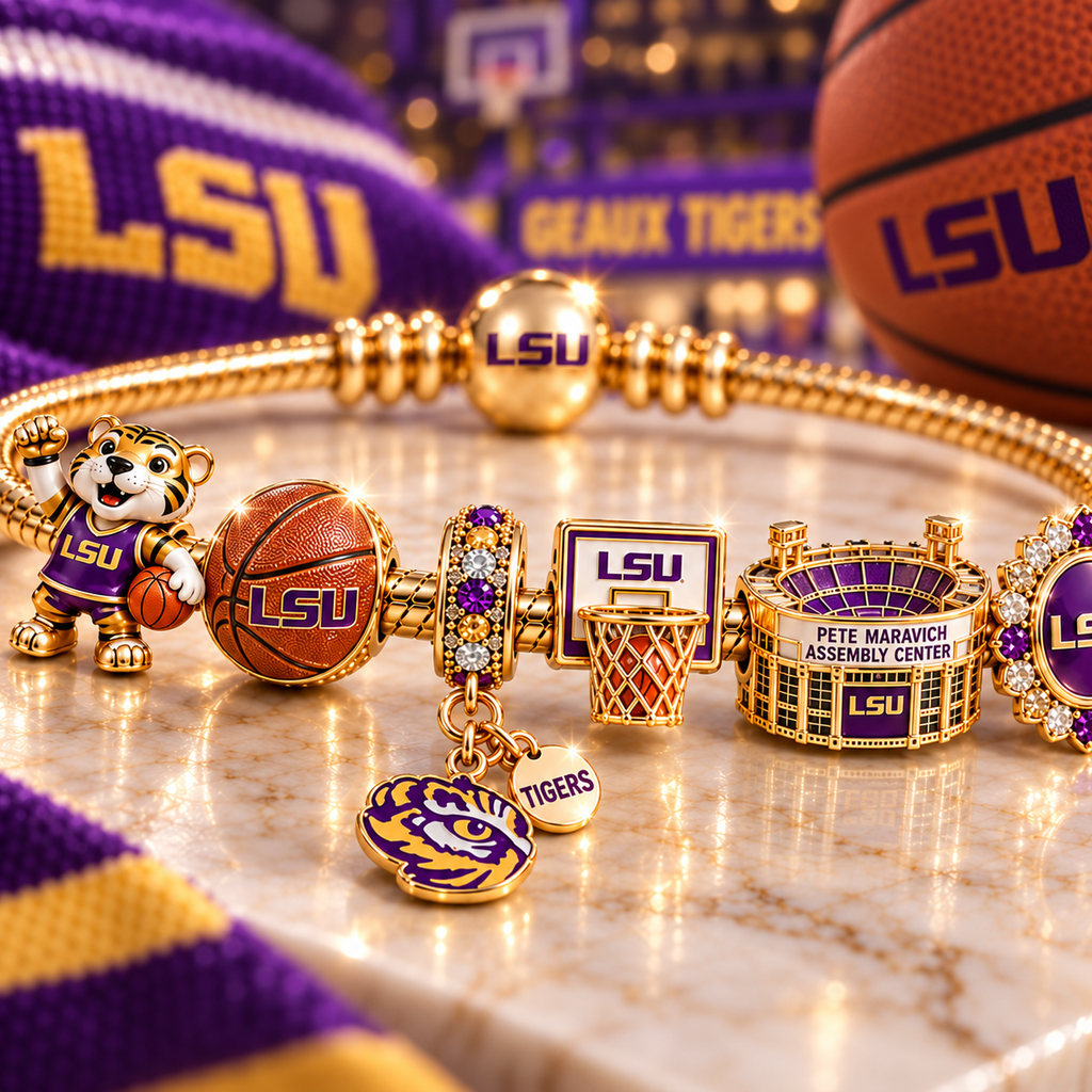 LSU Gold Charm Bracelet Set TTTT
