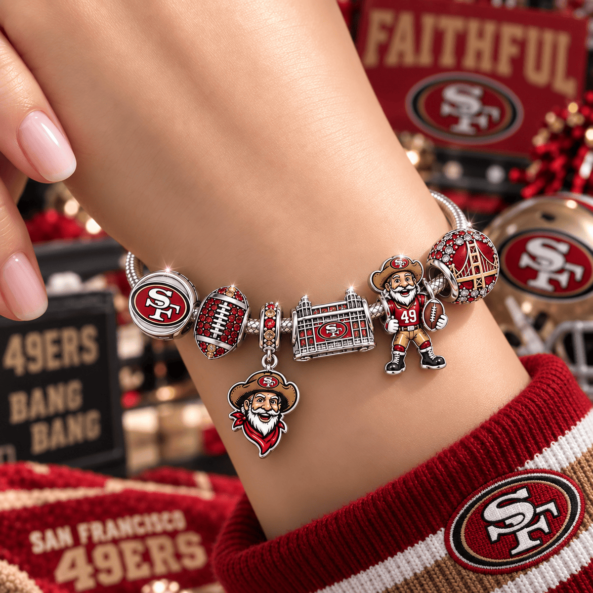 SF49 Silver Charm Bracelet Set VTH