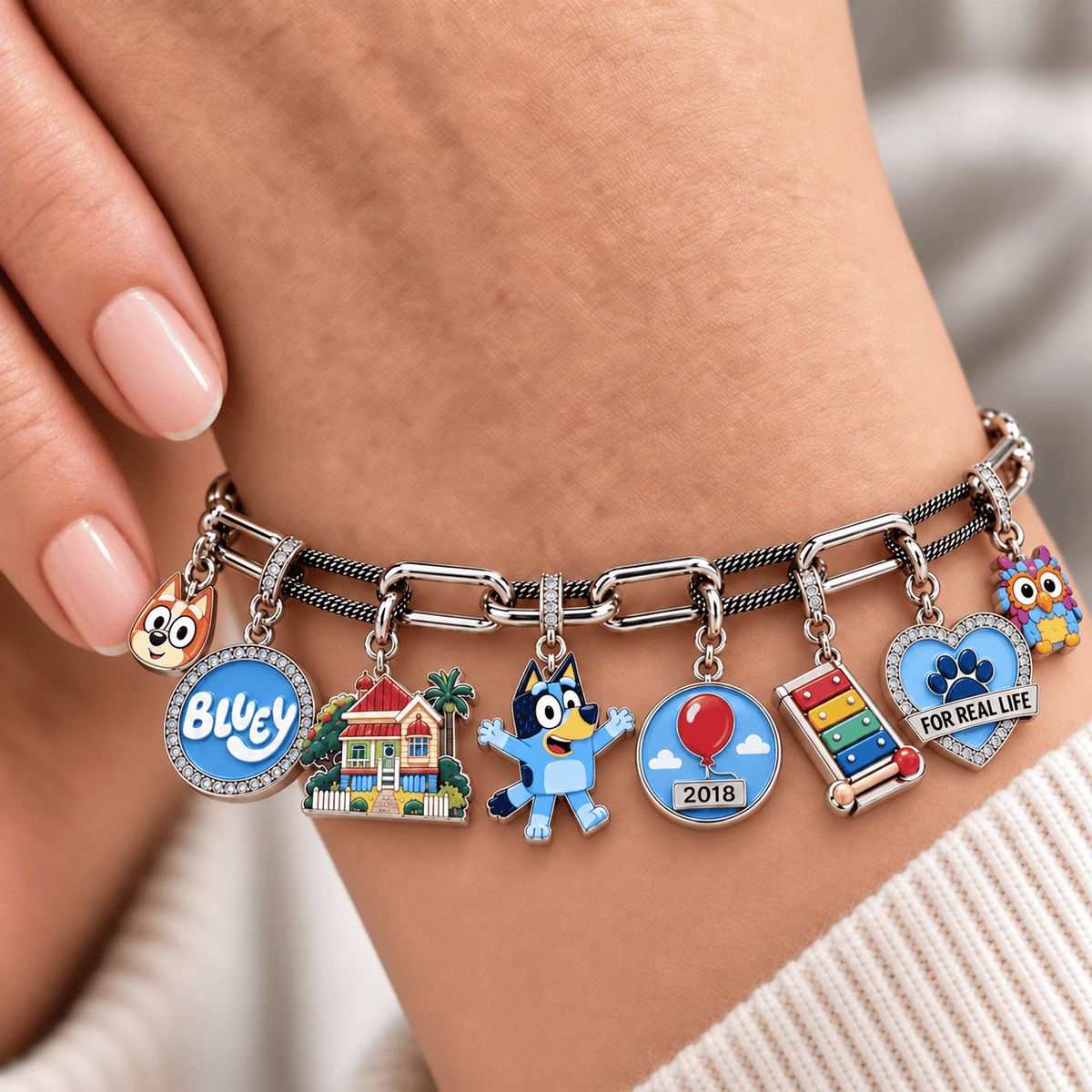 BLU Silver Charm Bracelet Set NTVA