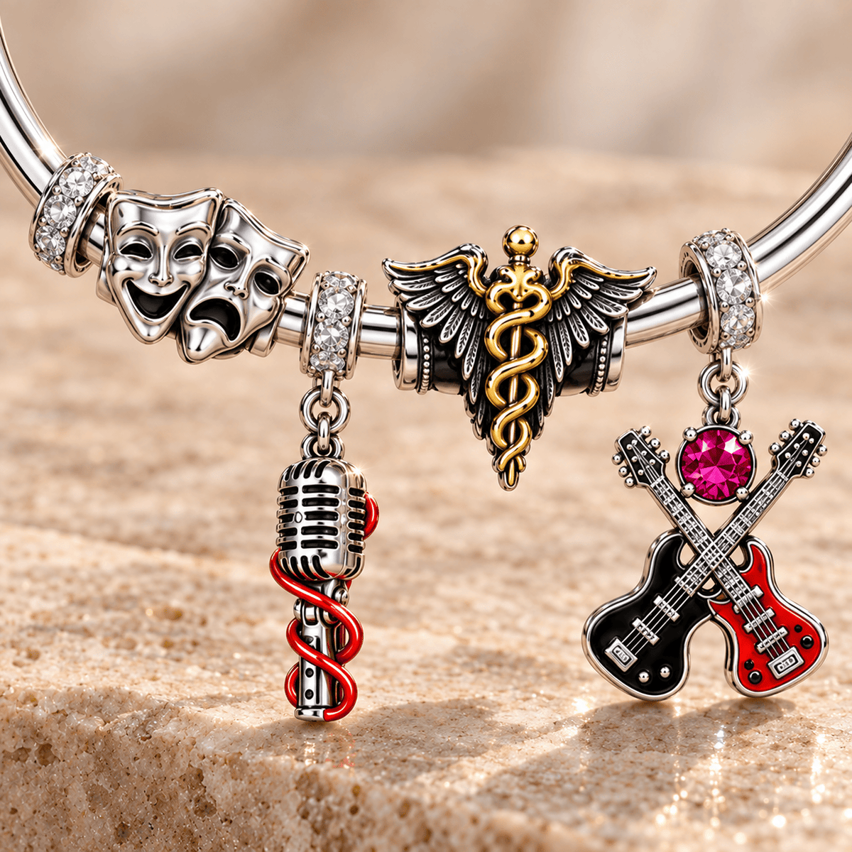 MTLC Silver Charm Bracelet Set TMH