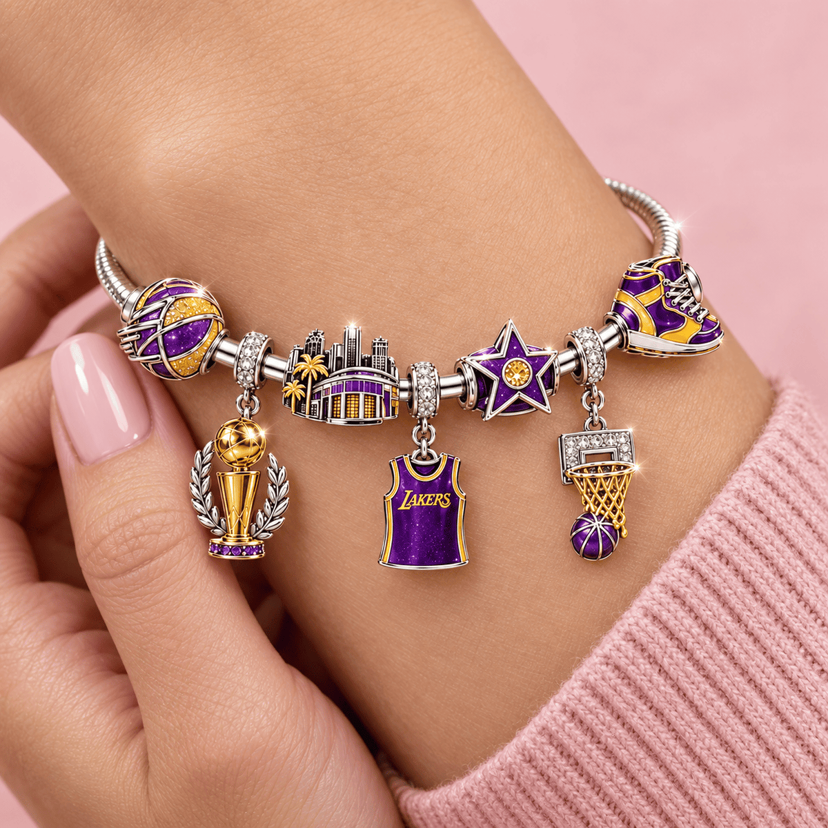 LAL Silver Charm Bracelet Set TMH