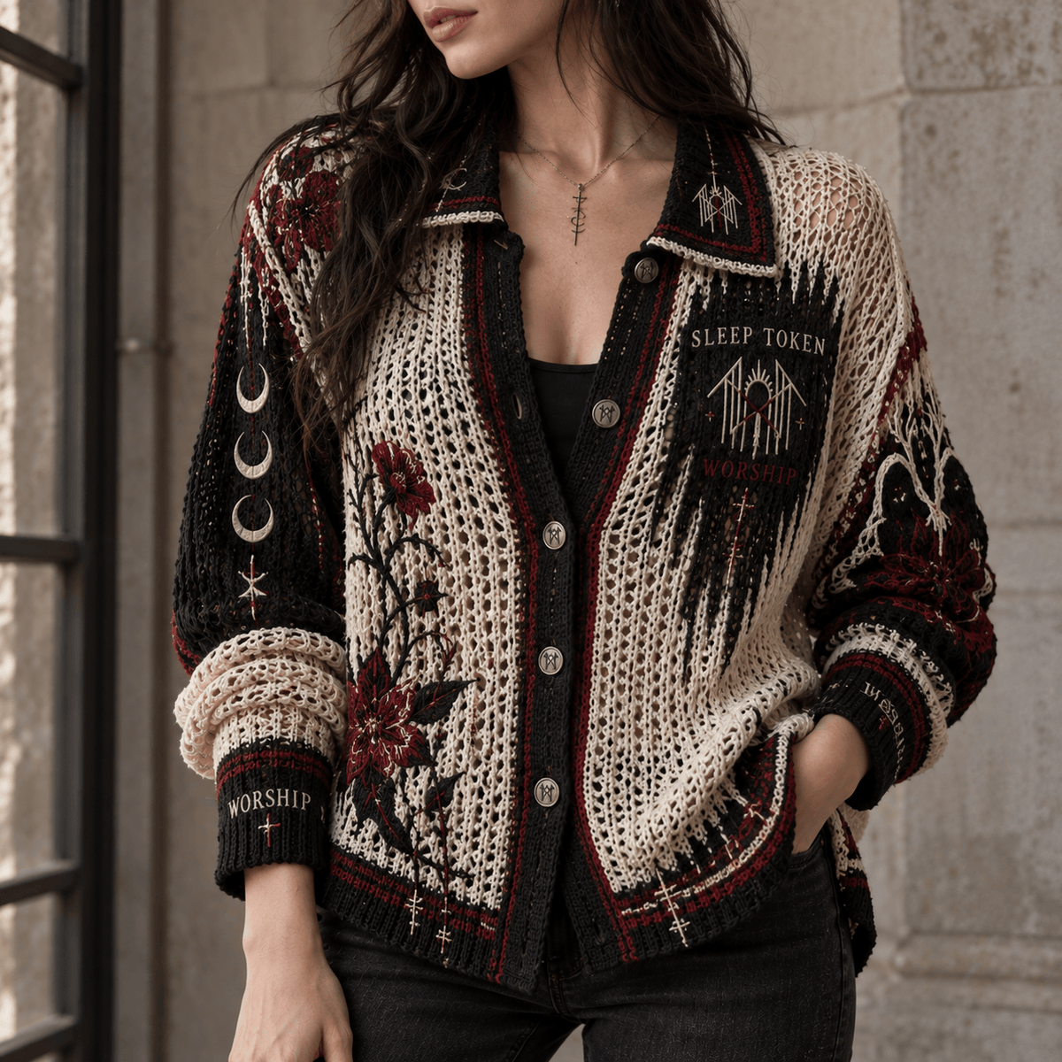 SLTK Women’s Open-Knit Cardigan DNBN