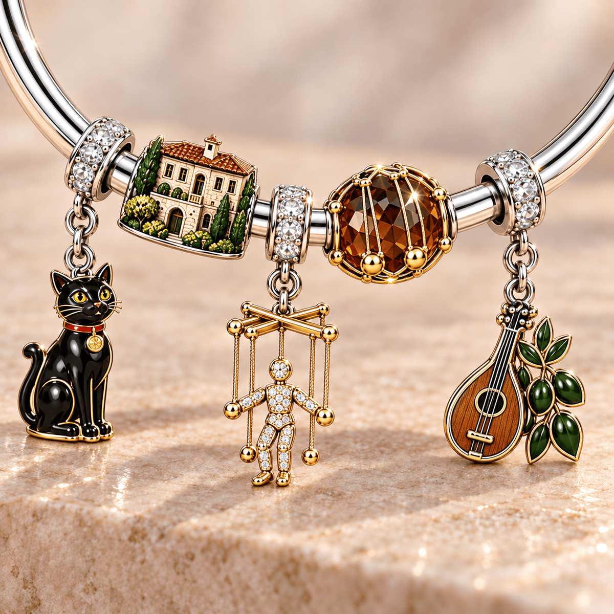 TGF Silver Charm Bracelet Set TMH