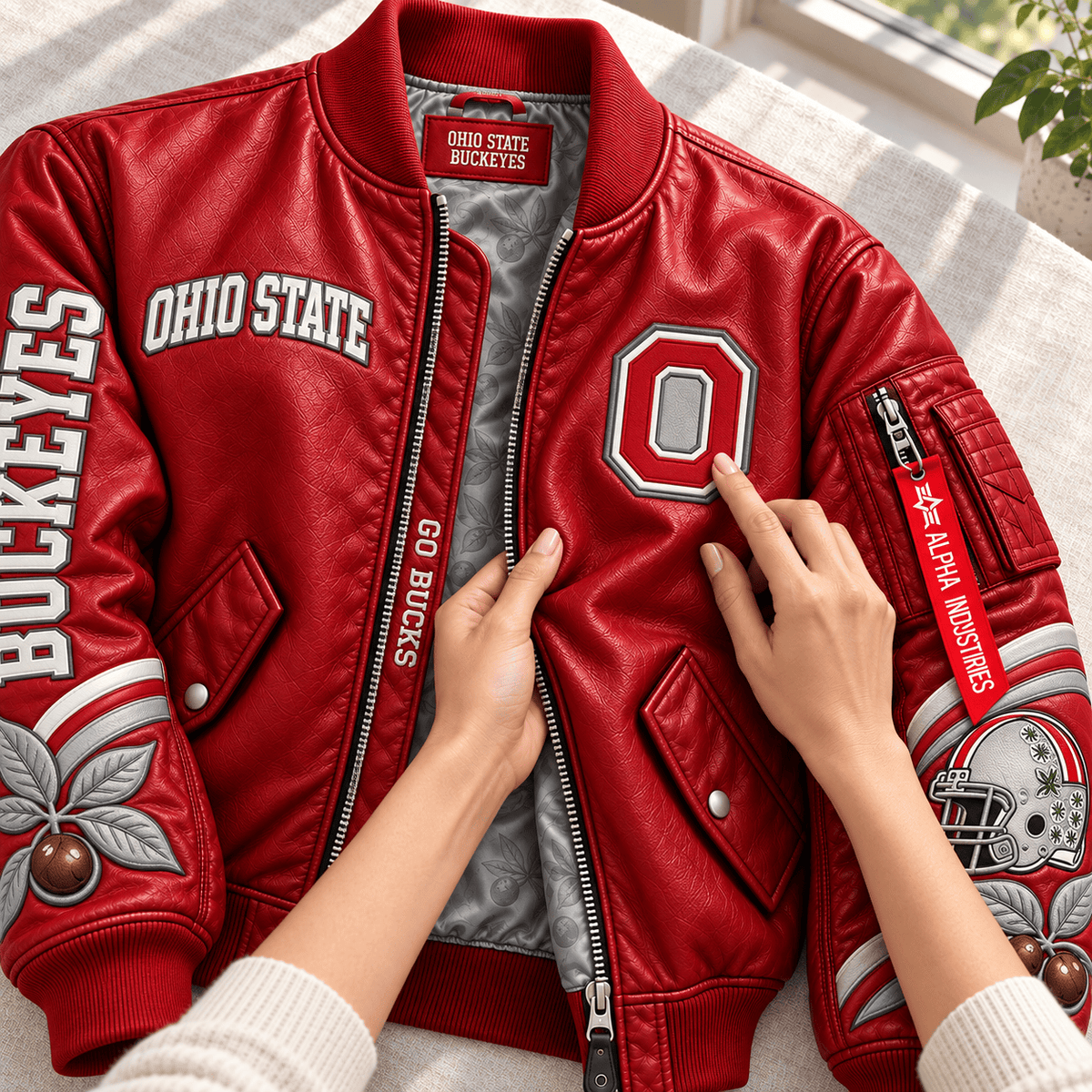 Premium OSB Bomber Leather Jacket NHVH