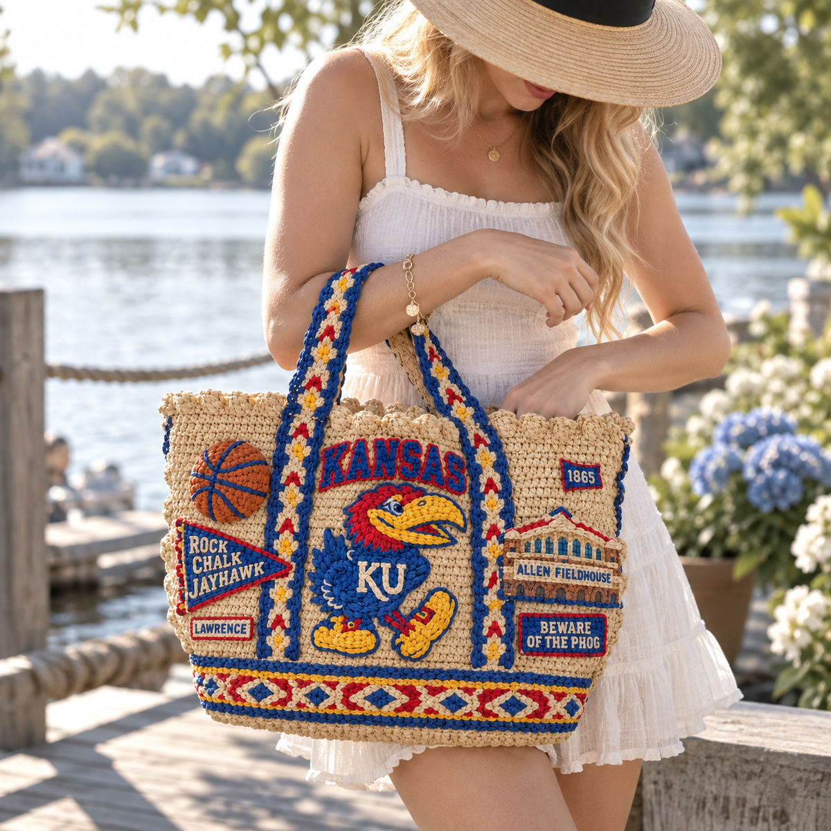 KHSB Straw-Style Embellished Tote Bag HTTT