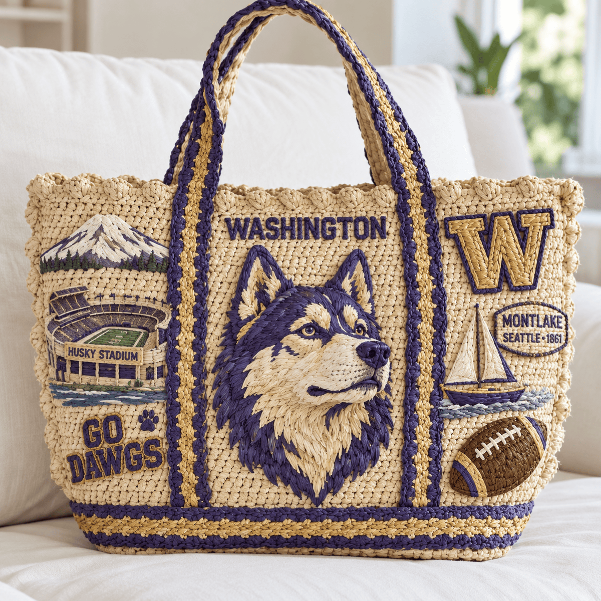 WSH Straw-Style Embellished Tote Bag HTTT