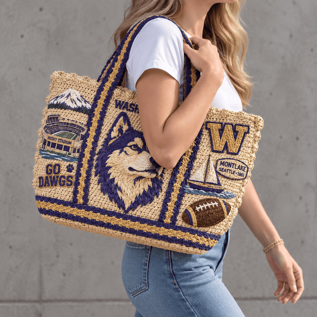 WSH Straw-Style Embellished Tote Bag HTTT