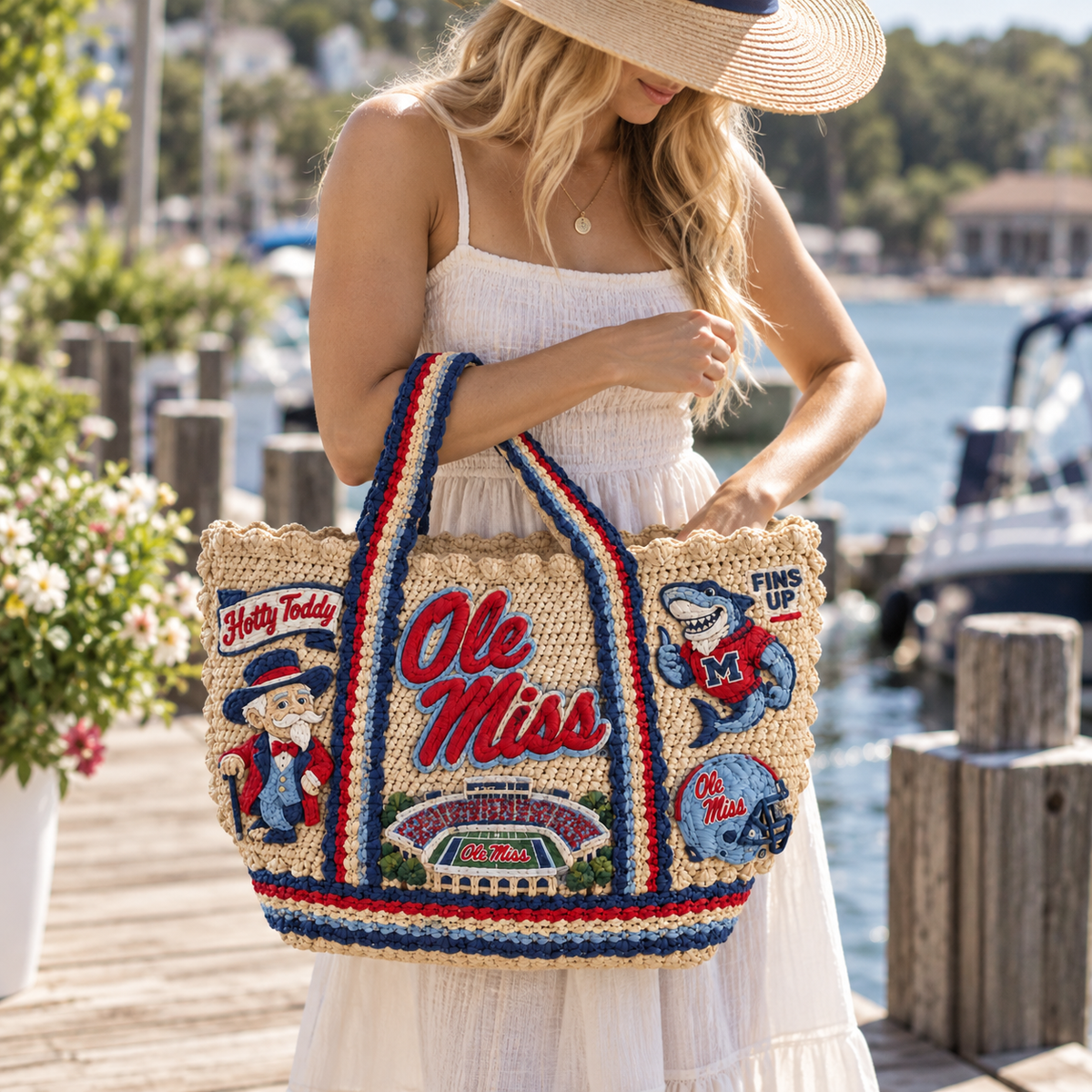 OMR Straw-Style Embellished Tote Bag HTTT