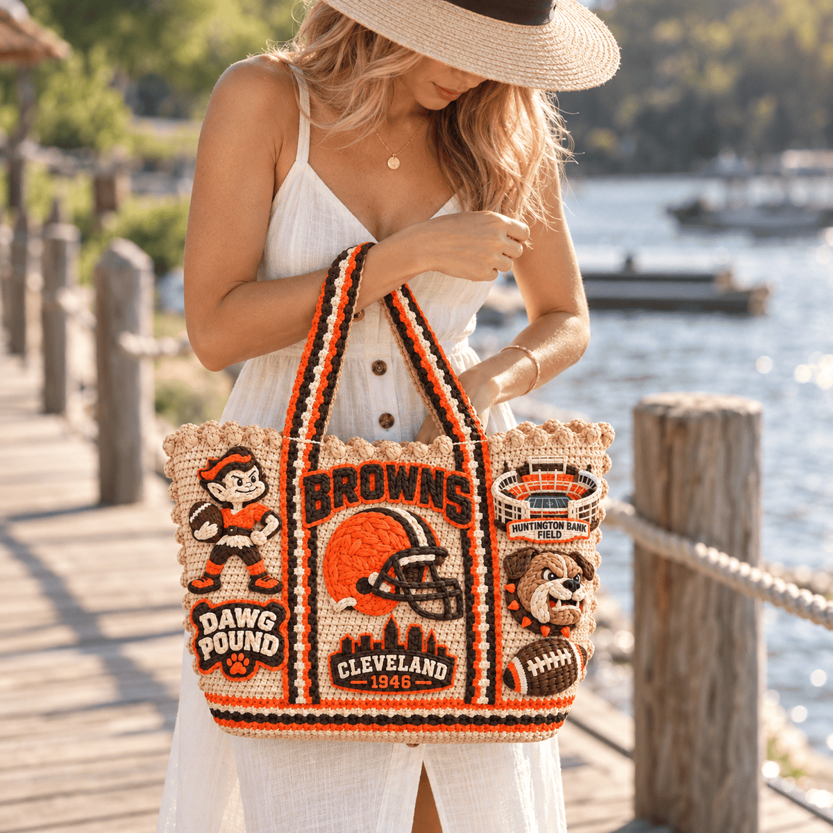 CLVB Straw-Style Embellished Tote Bag NTKO