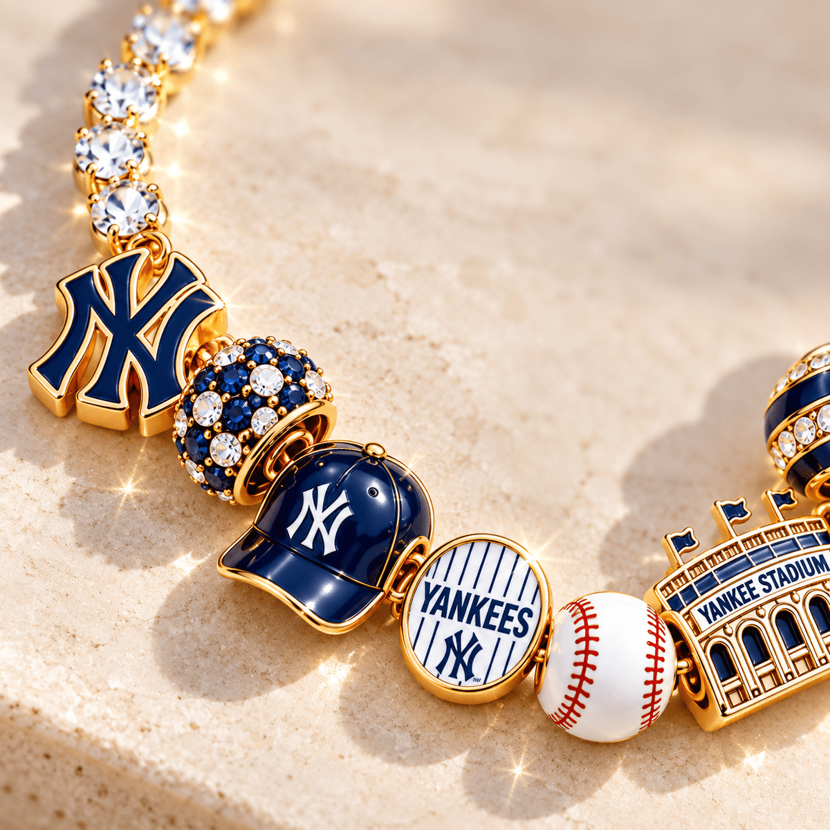 NYY Gold Charm Bracelet Set BMD