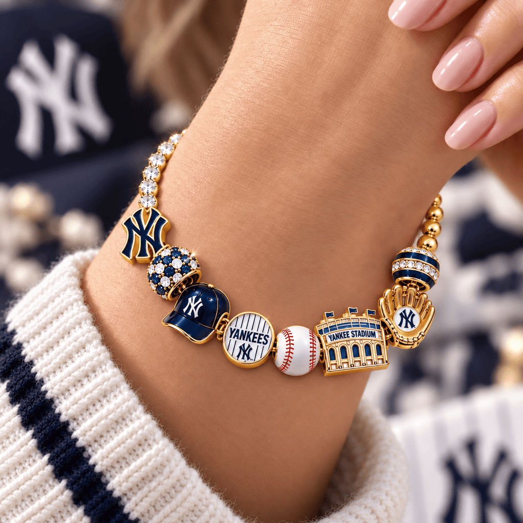 NYY Gold Charm Bracelet Set BMD