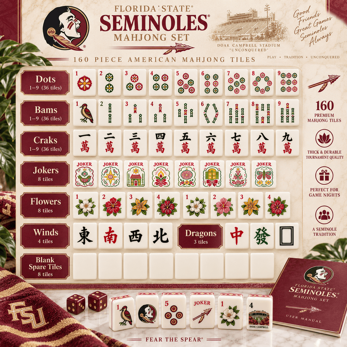Premium FSS Mahjong Tiles Set TNSM