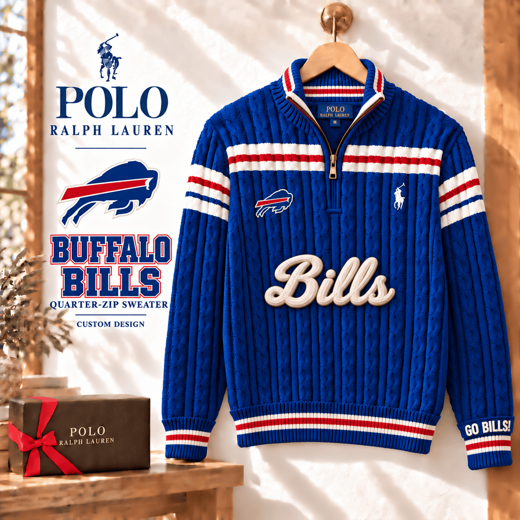 BFBL PREMIUM Varsity Cable-Knit Quarter-Zip Sweater NHVH