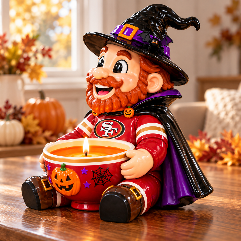 SF49 Halloween Candle Holder – Spooky Game Day Decor PNPA