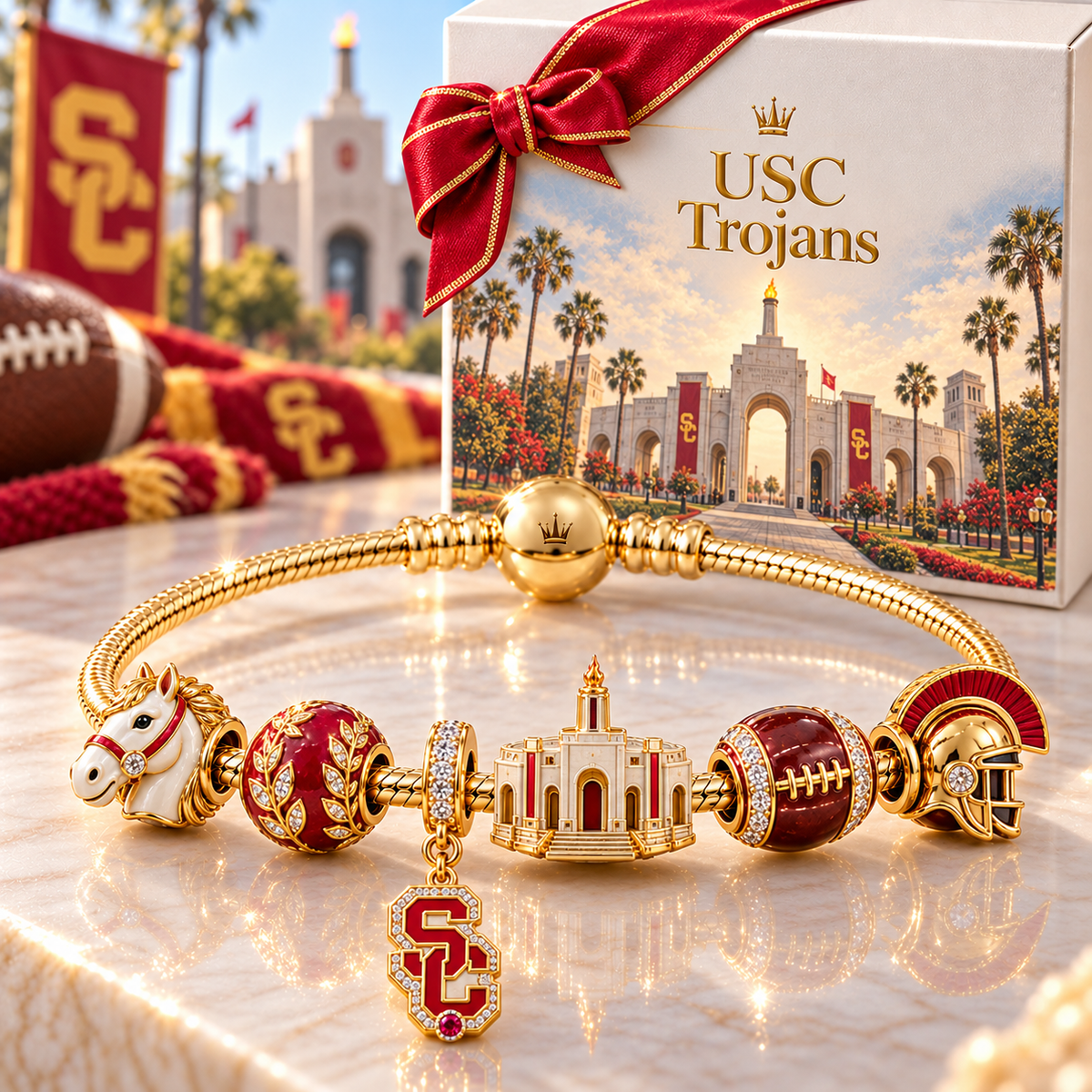 USC Gold Charm Bracelet Set NHVH