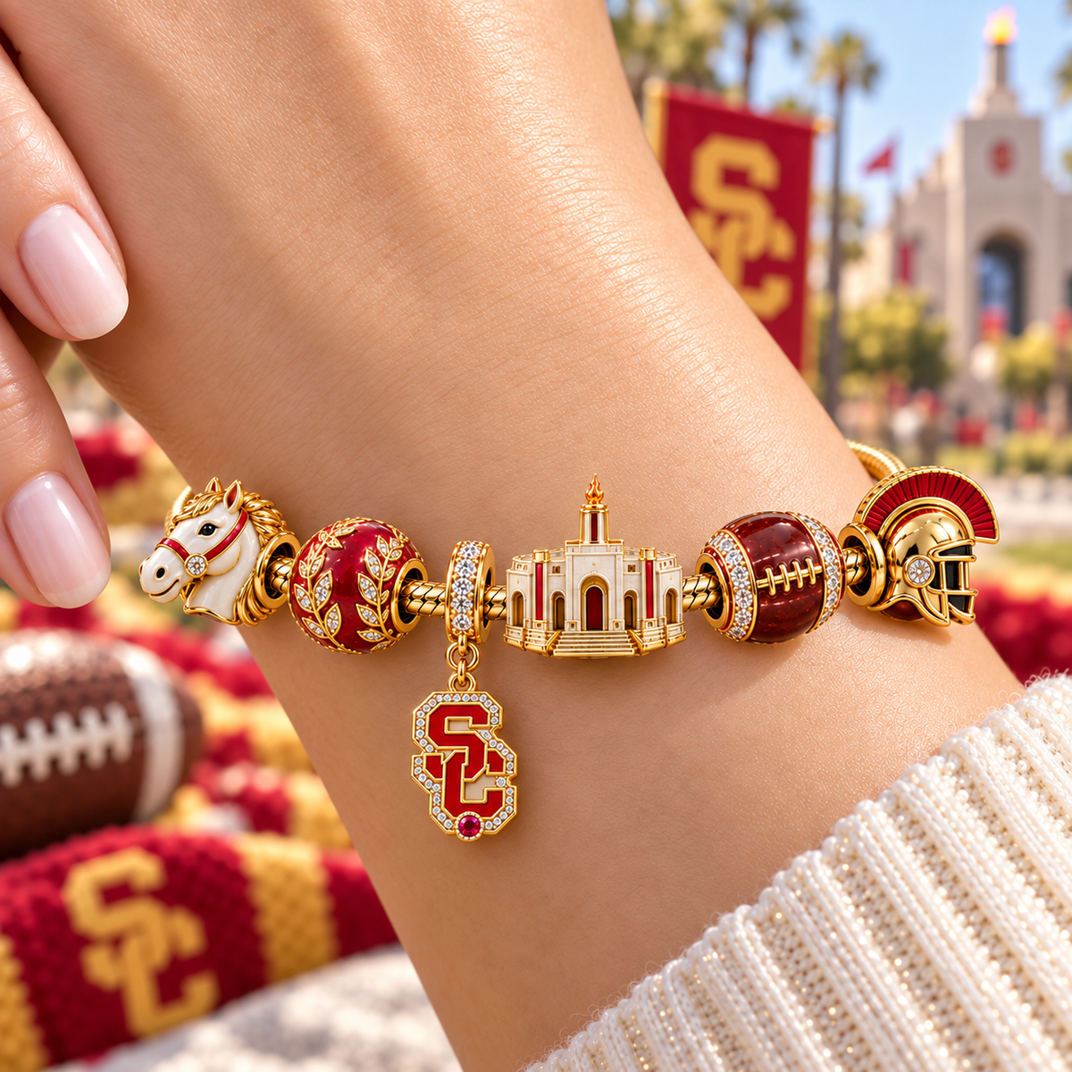 USC Gold Charm Bracelet Set NHVH
