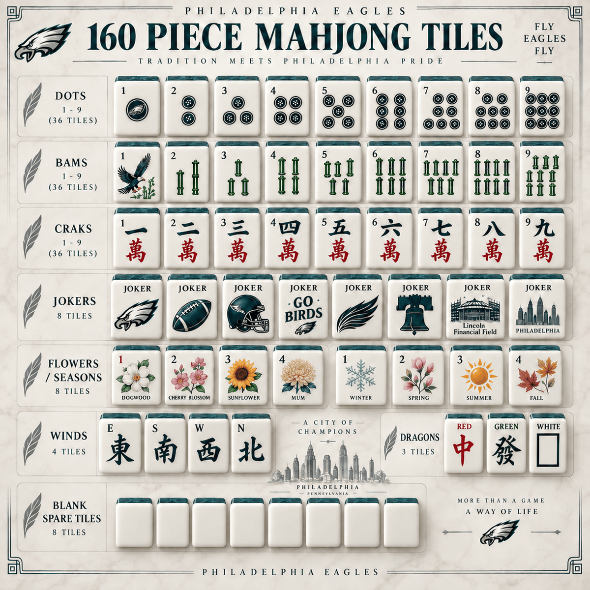Premium PLDE Mahjong Tiles Set TNSM