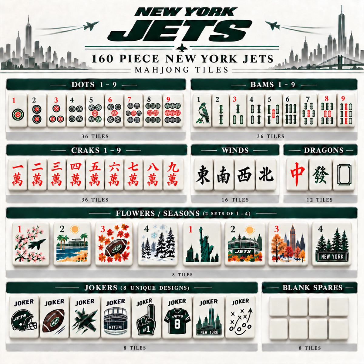 Premium NYJ Mahjong Tiles Set TNSM