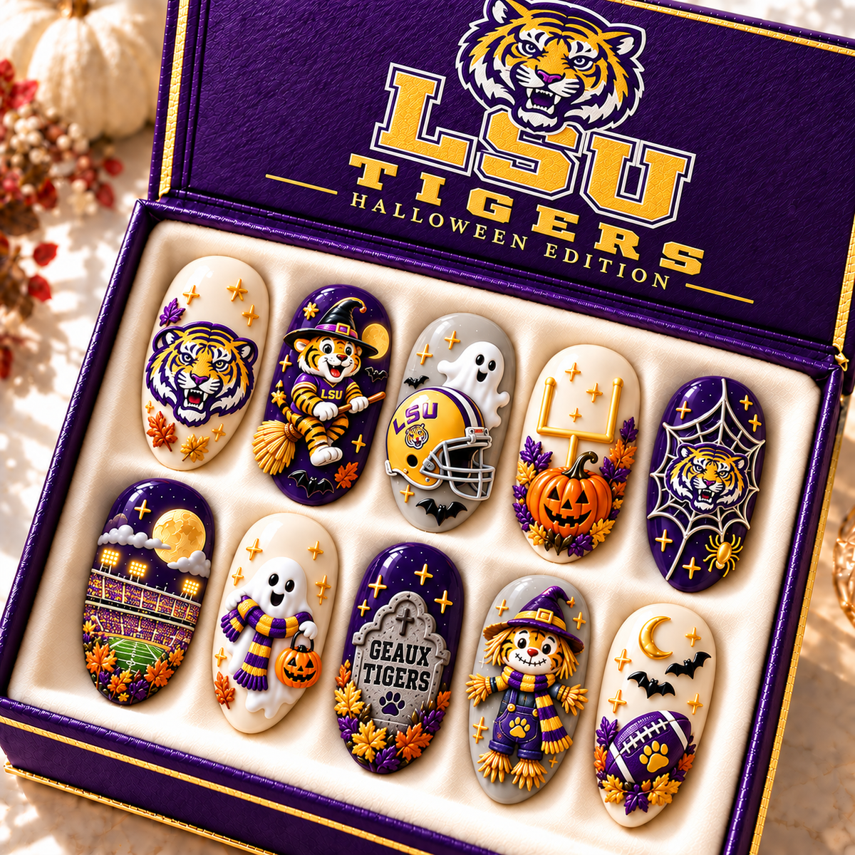 Handmade LSU Press On Nails TMH