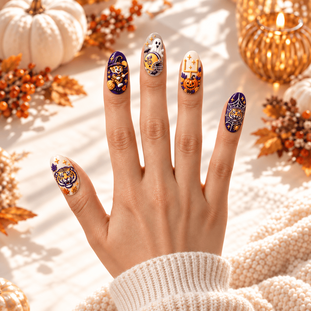 Handmade LSU Press On Nails TMH