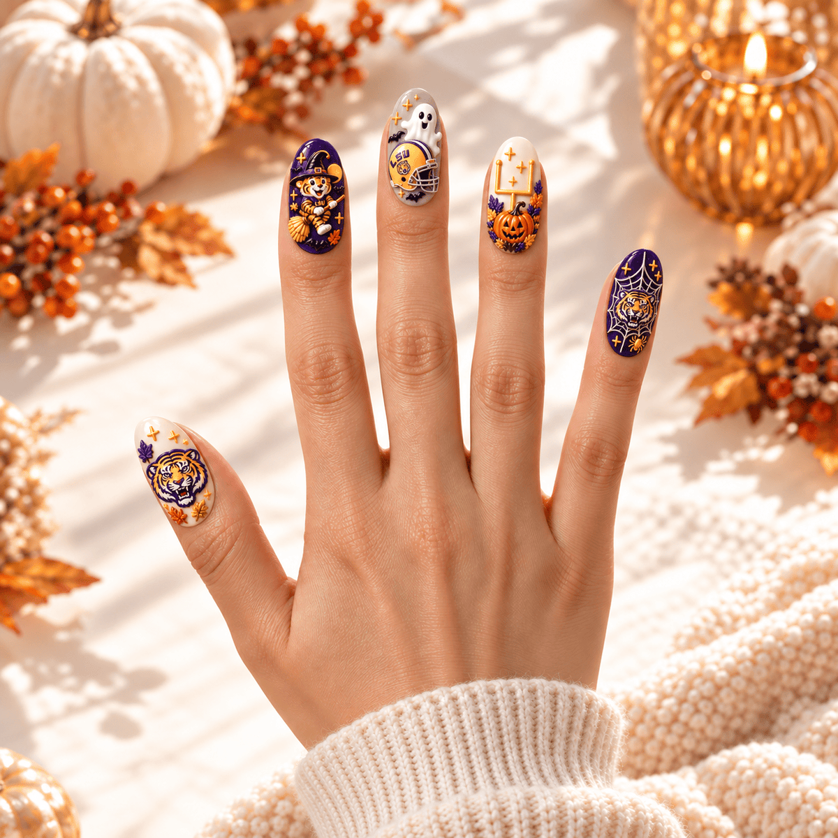 Handmade LSU Press On Nails TMH