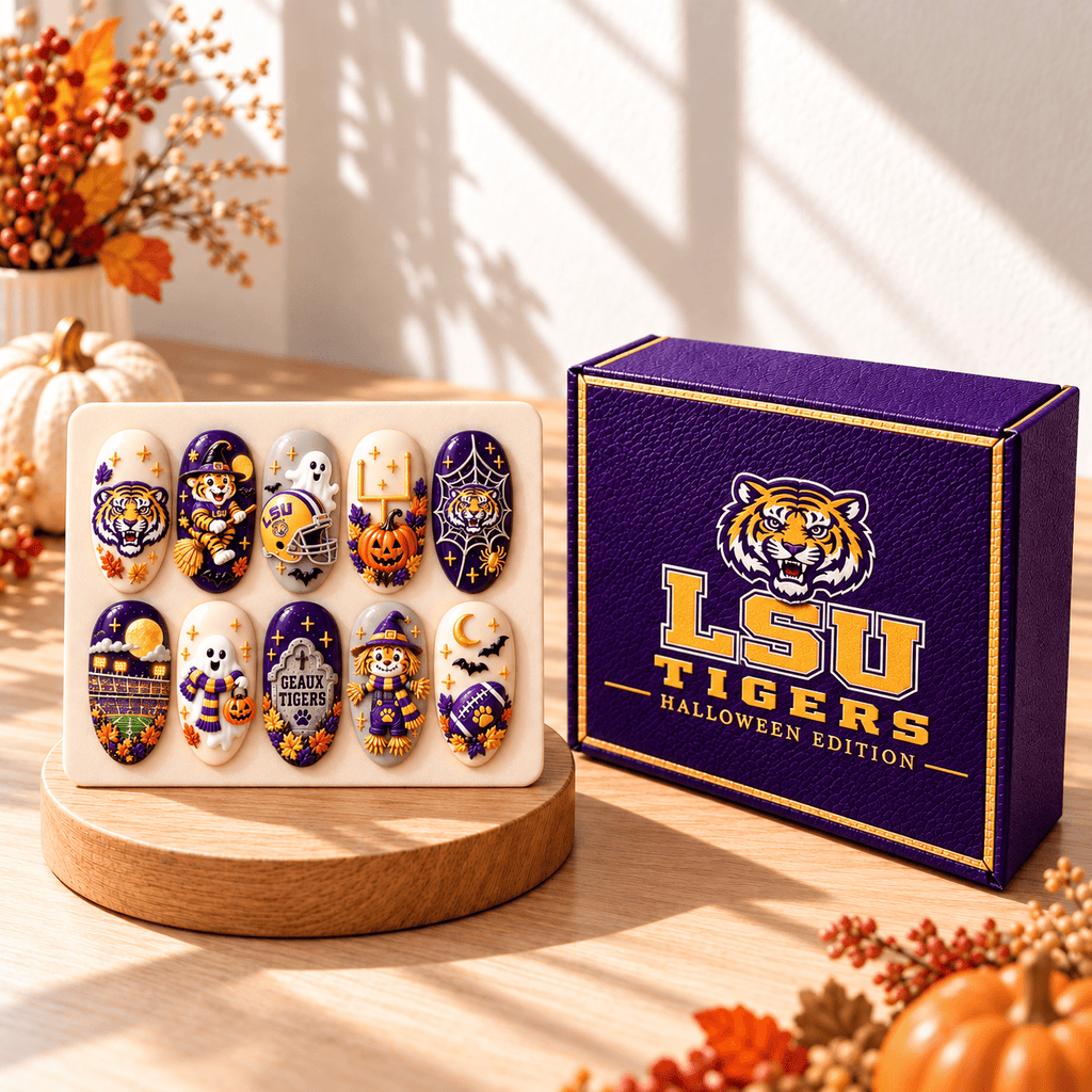 Handmade LSU Press On Nails TMH