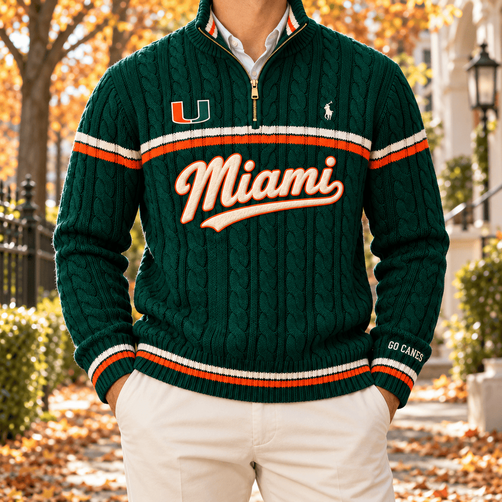 MHC Premium Varsity Cable-Knit Quarter-Zip Sweater NHVH