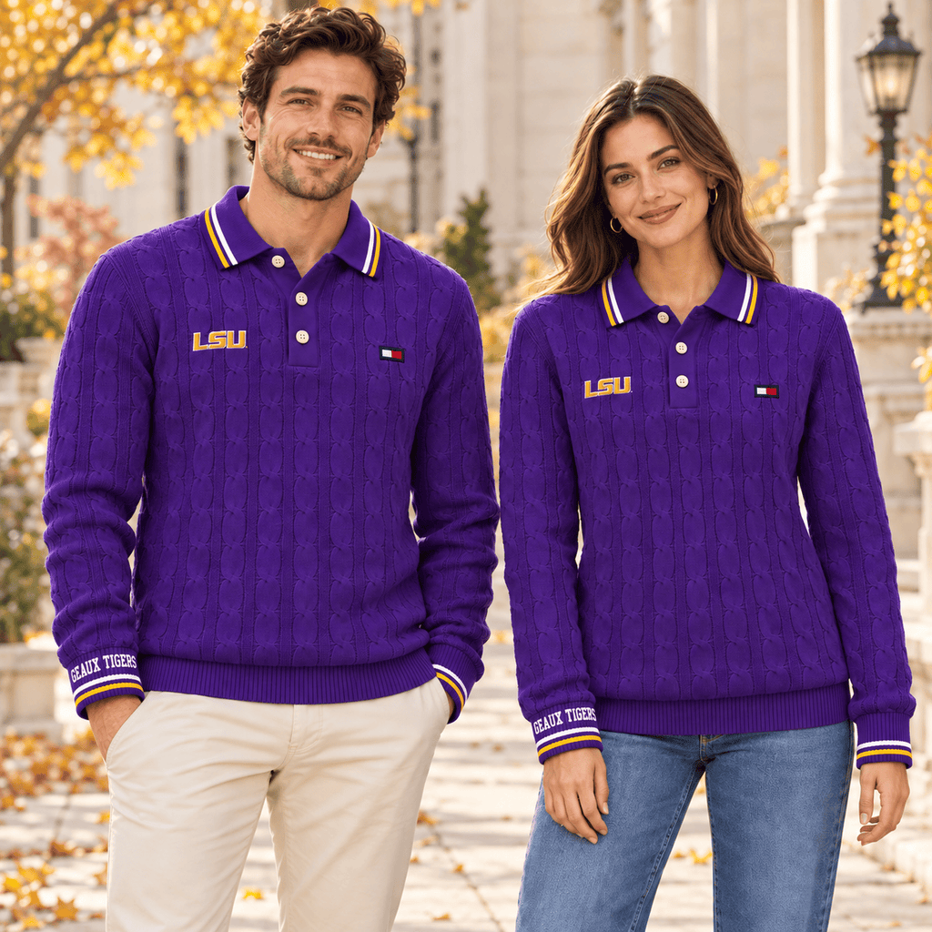 LSU Premium Cable-Knit Polo TTTT