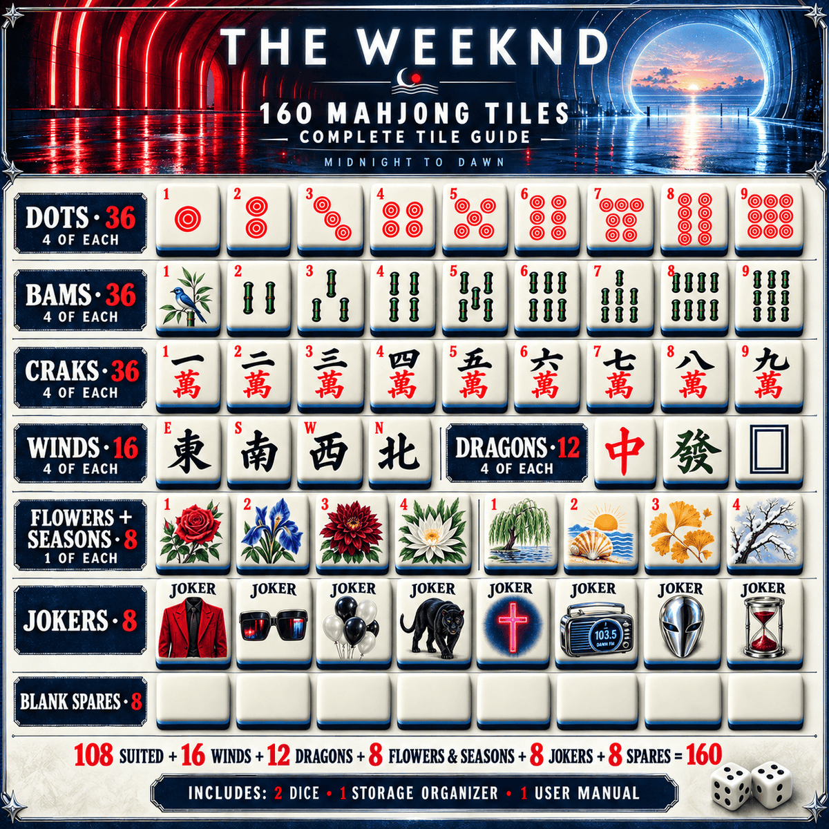 Premium TWD Mahjong Tiles Set PVNA