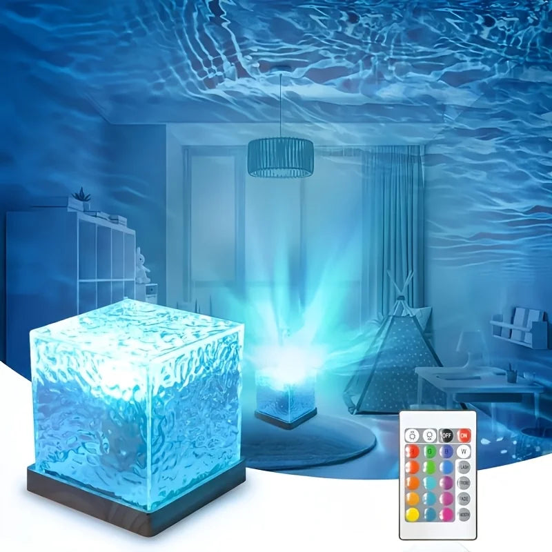16Colors Ocean Wave Aurora Projector Light Touch LED Night Light Remote Dimmable Auto Rotating USB Powered Gift Party Decoration