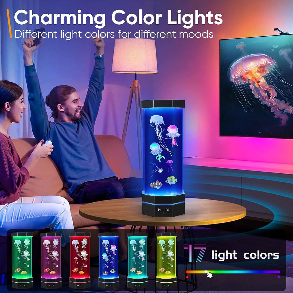 Jellyfish Lamp with Remote Control, 15 "Night Light, 17-Color Changing RGB Desk Lamp, USB Powered